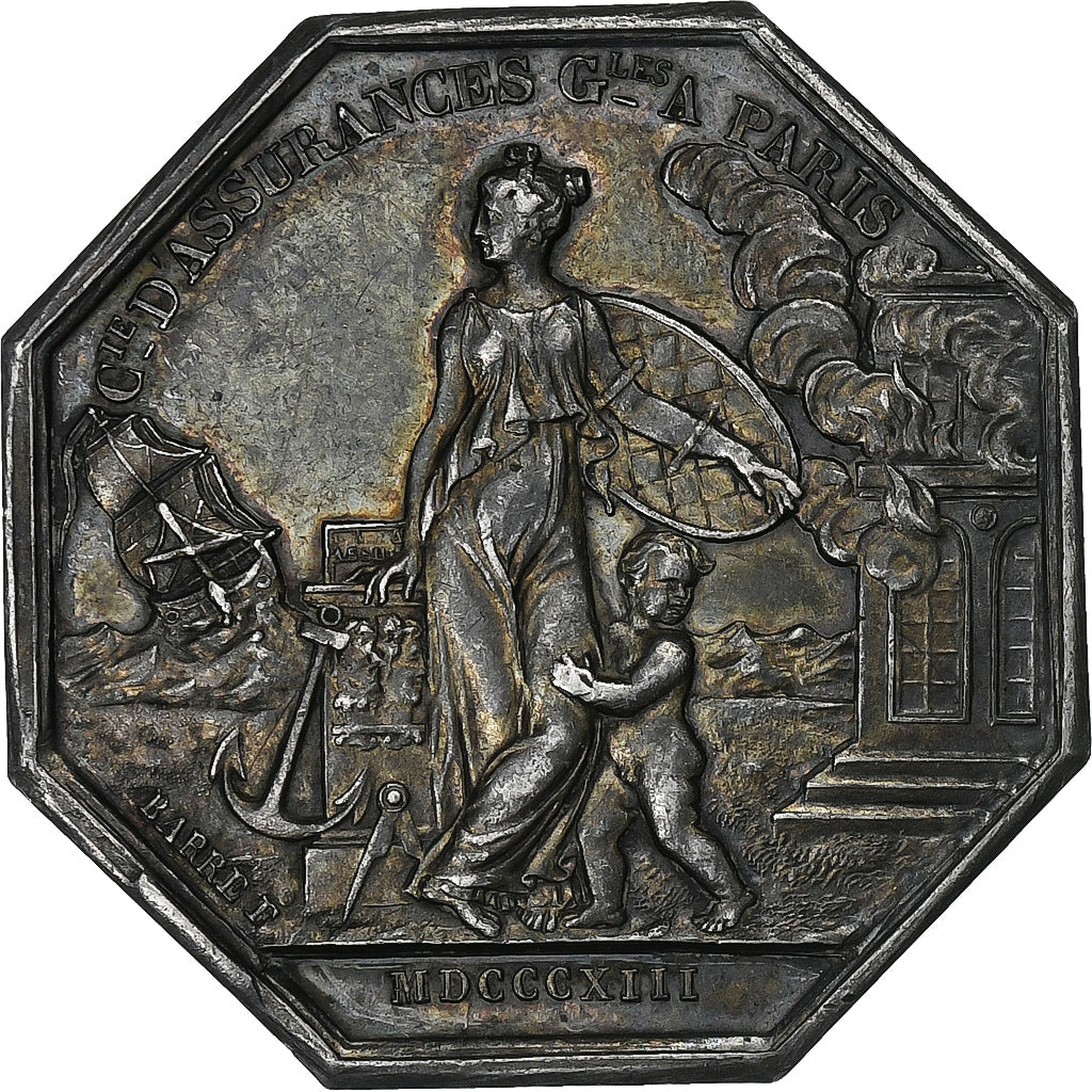 France, Jeton, Louis XVIII, Les Assurances Générales à Paris, 1813, Argent