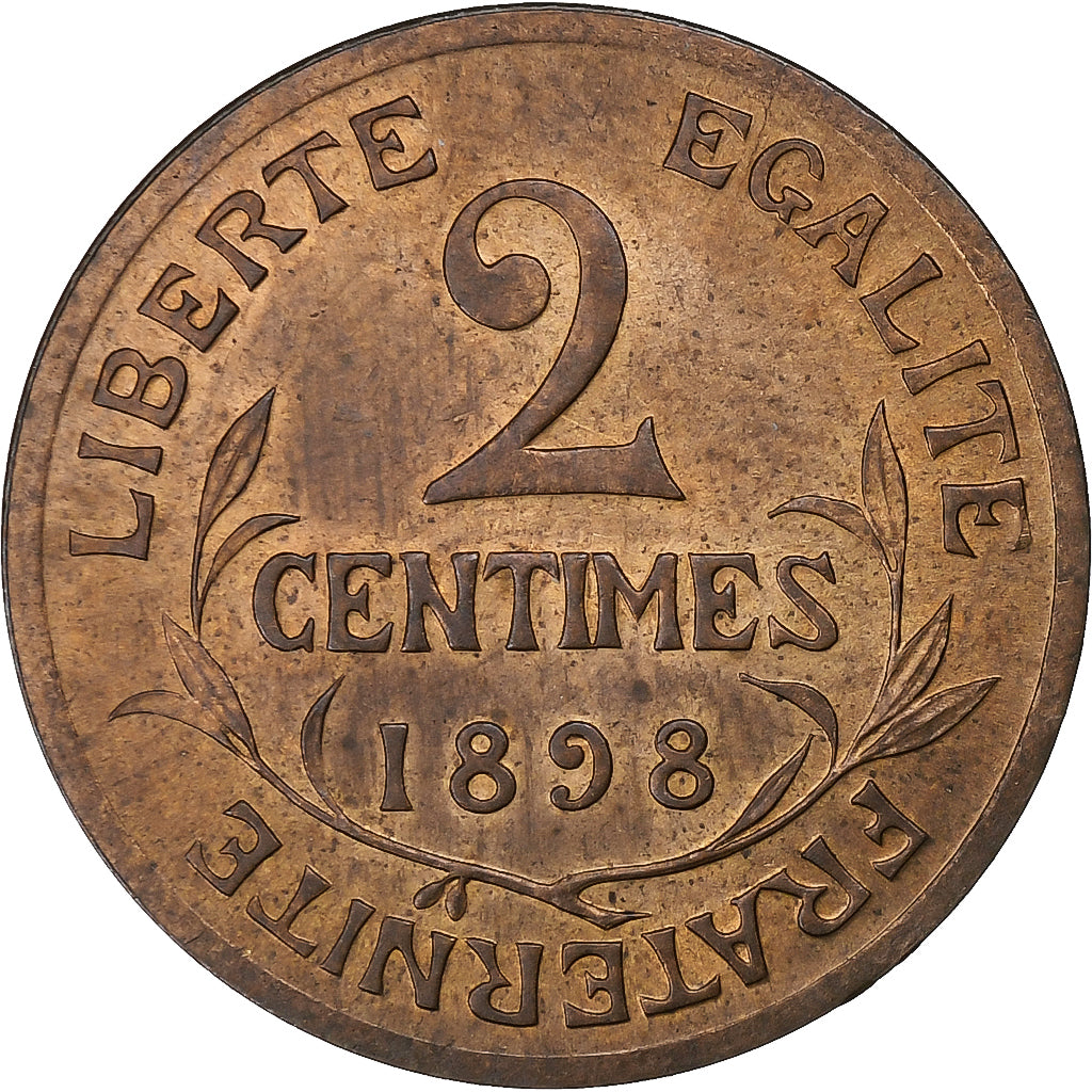 França, 2 Centimes, Dupuis, 1898, Paris, Bronze, MS(63), Gadoury:107, KM:841