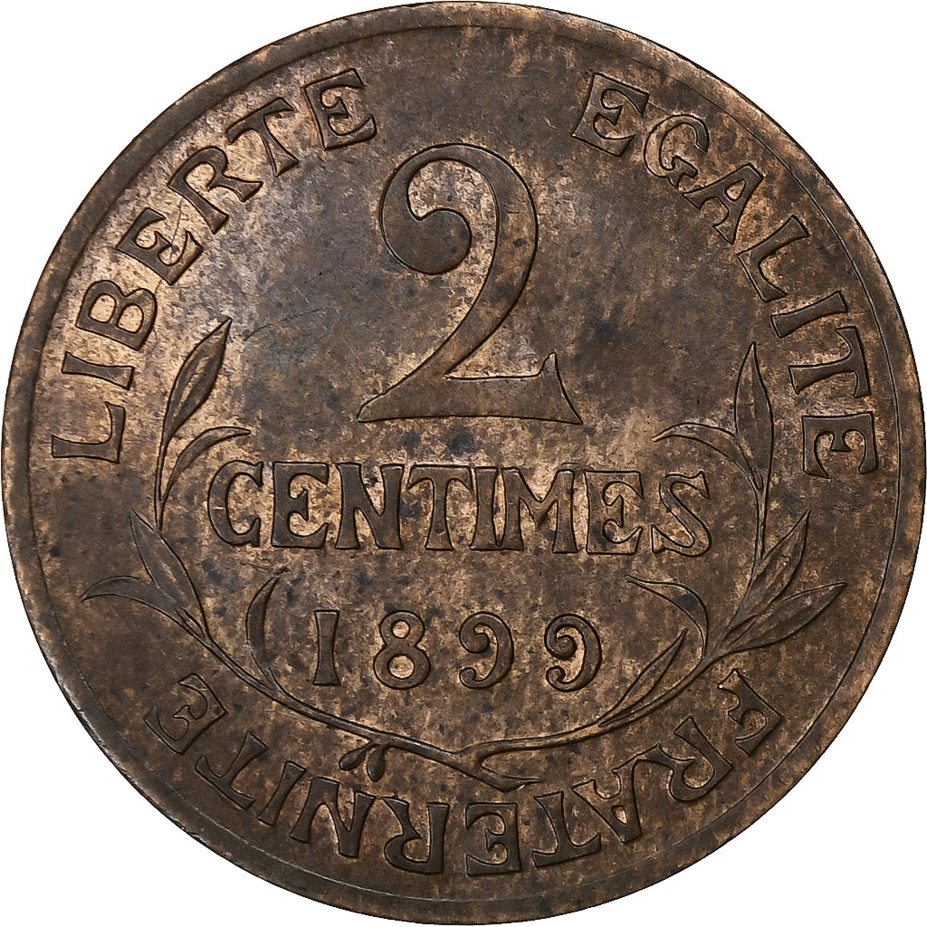 França, 2 Centimes, Dupuis, 1899, Paris, Bronze, AU(50-53), Gadoury:107, KM:841