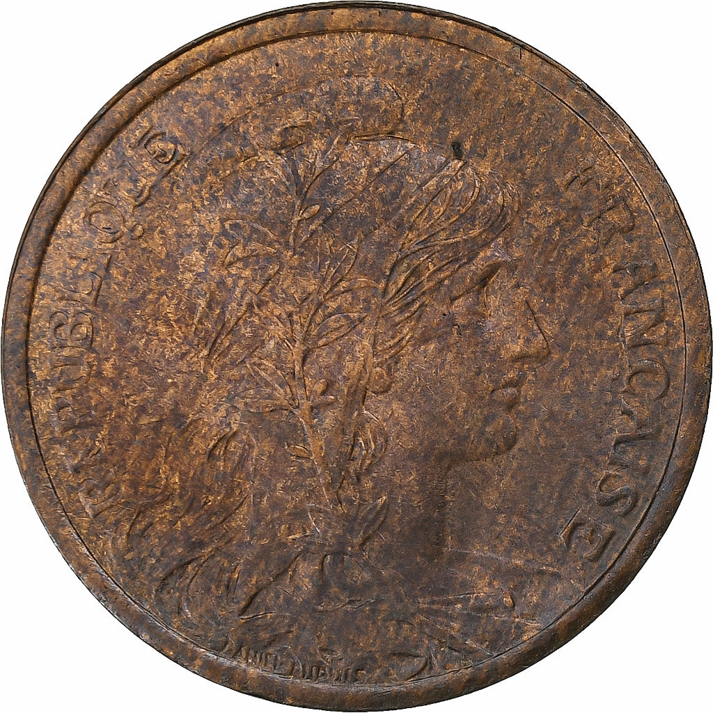 France, 2 Centimes, Dupuis, 1908, Paris, Bronze, AU(55-58), Gadoury:107, KM:841
