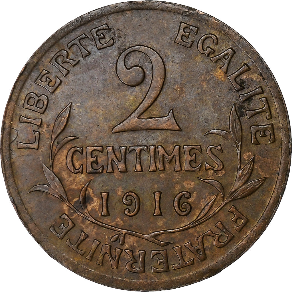 Frankrijk, 2 Centimes, Dupuis, 1916, Paris, Bronzen, ZF, Gadoury:107, KM:841