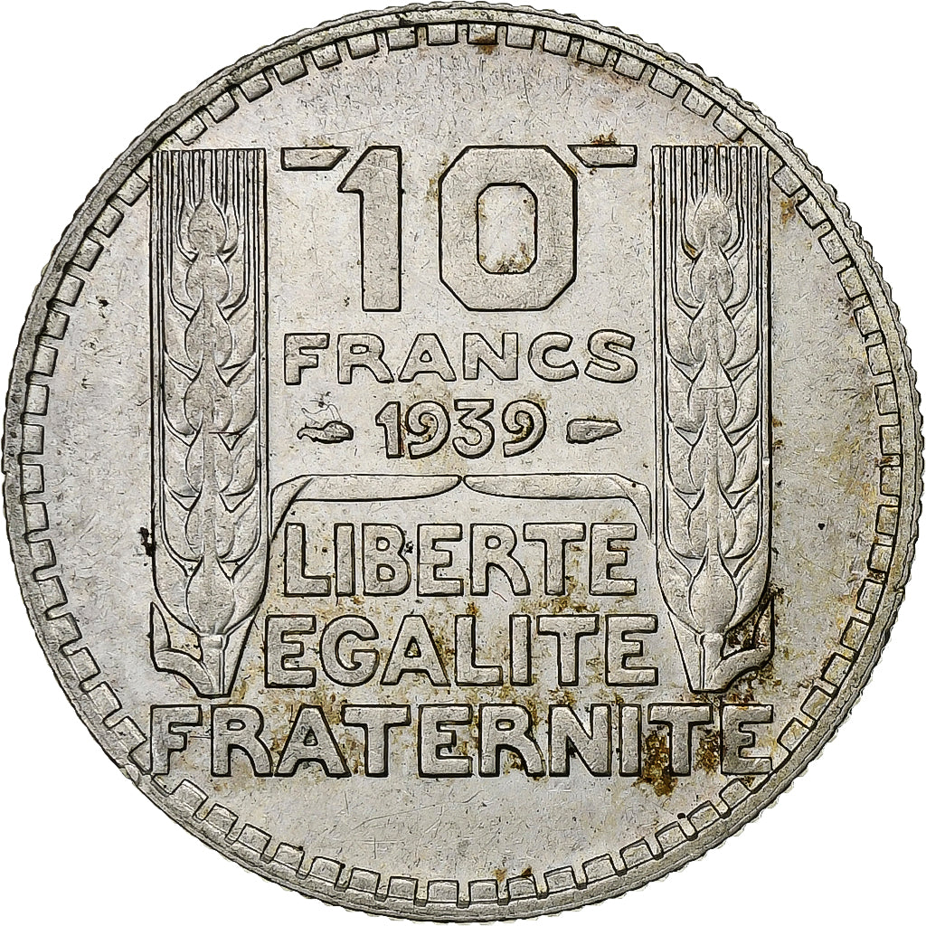 Francja, 10 Francs, Turin, 1939, Paris, Srebro, AU(50-53), Gadoury:801, KM:878