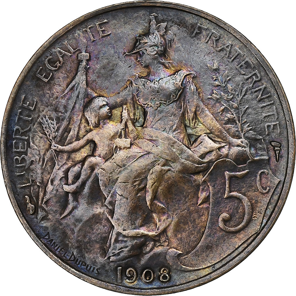 Frankreich, 5 Centimes, Dupuis, 1908, Paris, Bronze, SS, Gadoury:165, KM:842