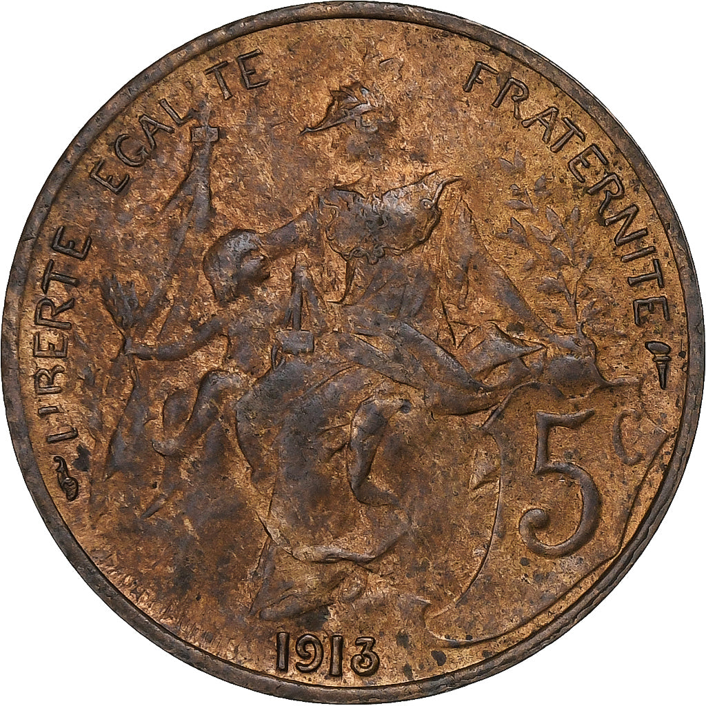 Frankreich, 5 Centimes, Dupuis, 1913, Paris, Bronze, SS, Gadoury:165, KM:842