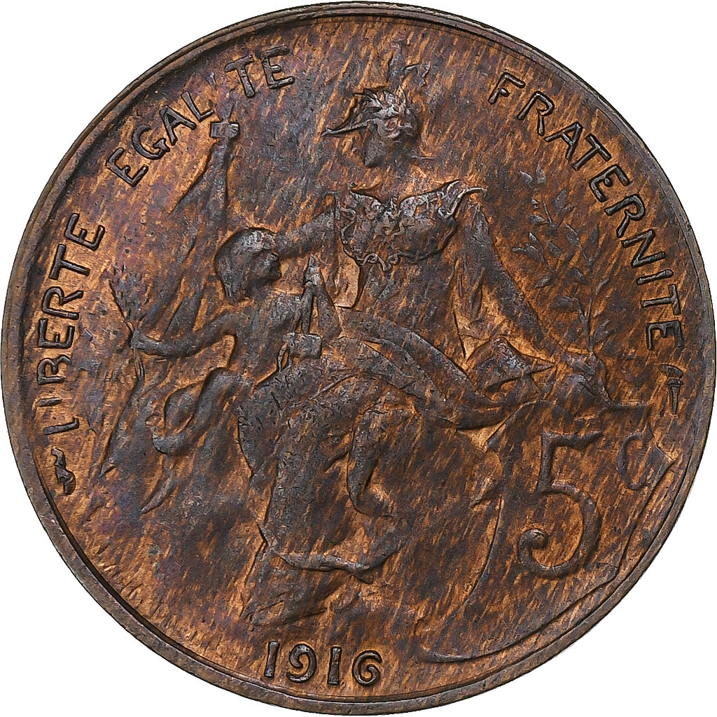 Frankreich, 5 Centimes, Dupuis, 1916, Paris, Bronze, VZ, Gadoury:165, KM:842