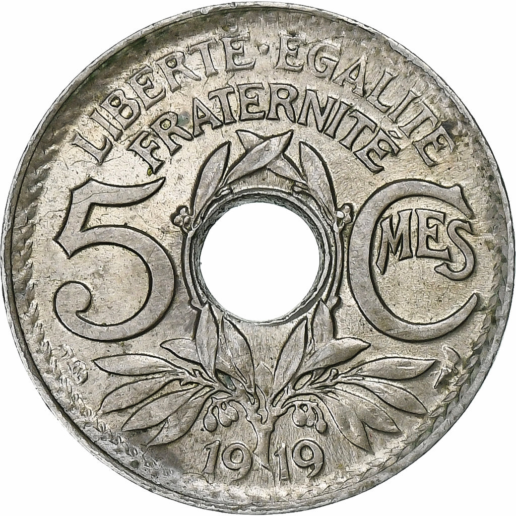 Francja, 5 Centimes, Lindauer, 1919, Paris, Miedź-Nikiel, AU(55-58)