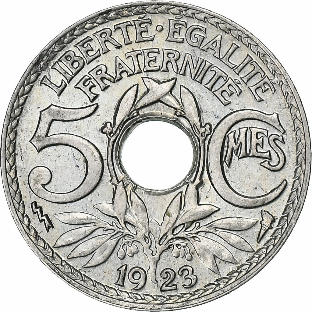 Francia, 5 Centimes, Lindauer, 1923, Poissy, Rame-nichel, BB+, Gadoury:170