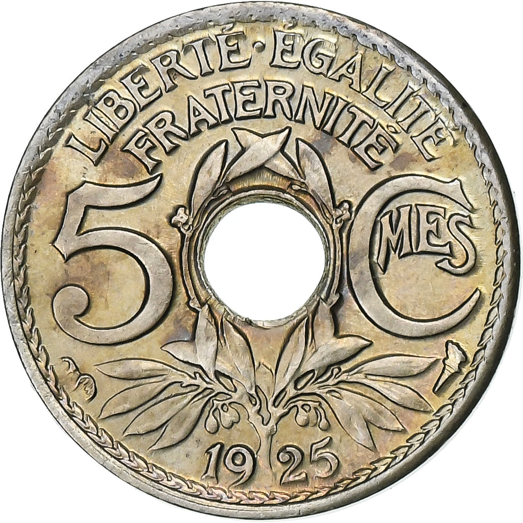 France, 5 Centimes, Lindauer, 1925, Paris, Copper-nickel, MS(63), Gadoury:170
