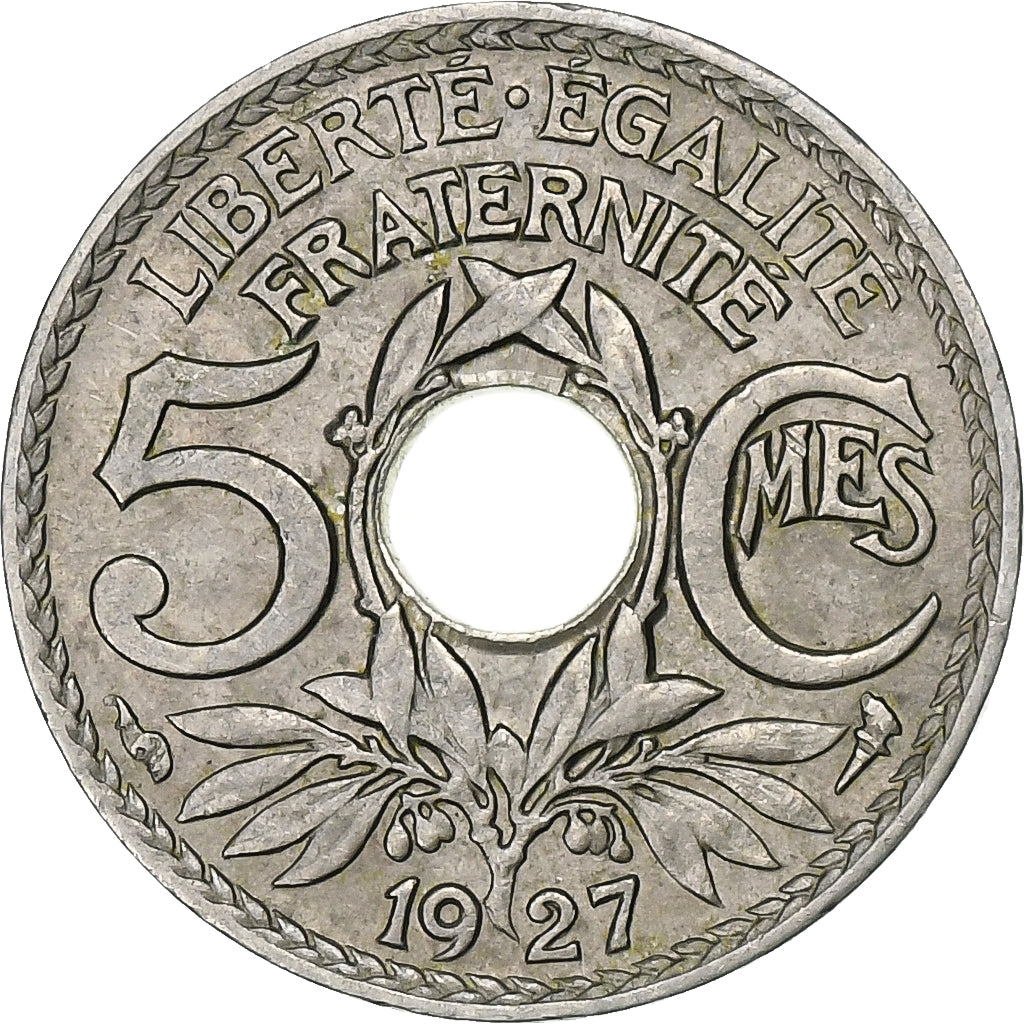 Francia, 5 Centimes, Lindauer, 1927, Cobre - níquel, MBC+, Gadoury:170, KM:875
