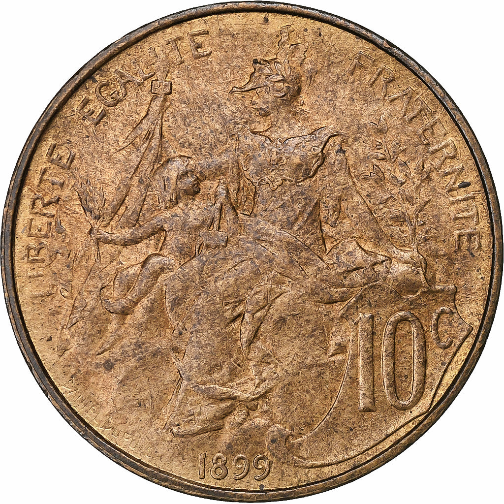 Frankreich, 10 Centimes, Dupuis, 1899, Paris, Bronze, SS, Gadoury:277, KM:843