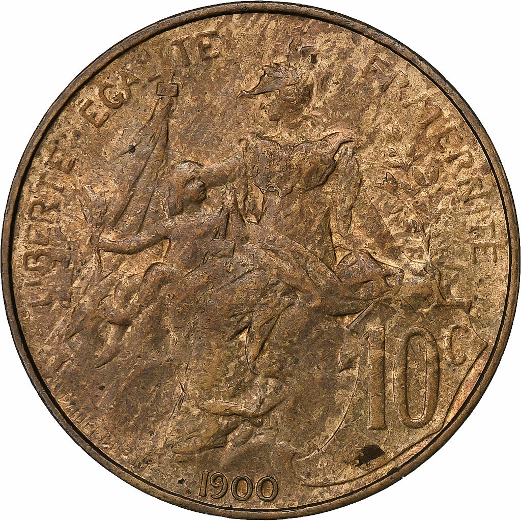 Frankreich, 10 Centimes, Dupuis, 1900, Paris, Bronze, SS, Gadoury:277, KM:843