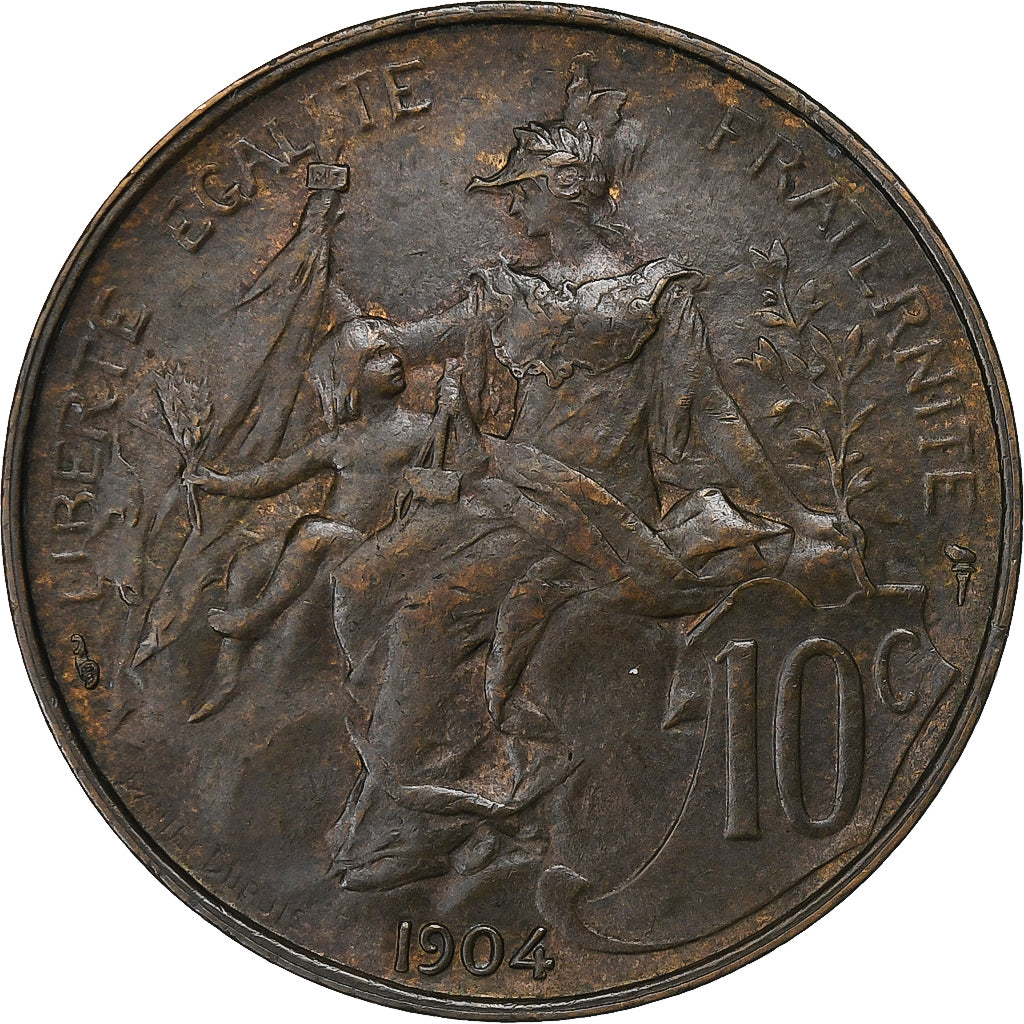 Munten, Frankrijk, Dupuis, 10 Centimes, 1904, Paris, ZF, Bronze, KM:843