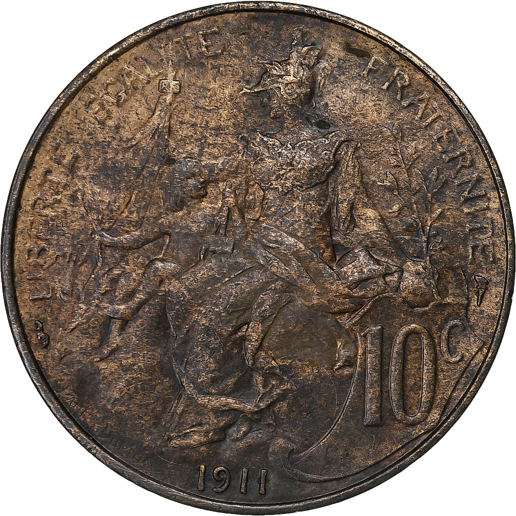 France, 10 Centimes, Dupuis, 1911, Paris, Bronze, VF(30-35), Le Franc:F.136