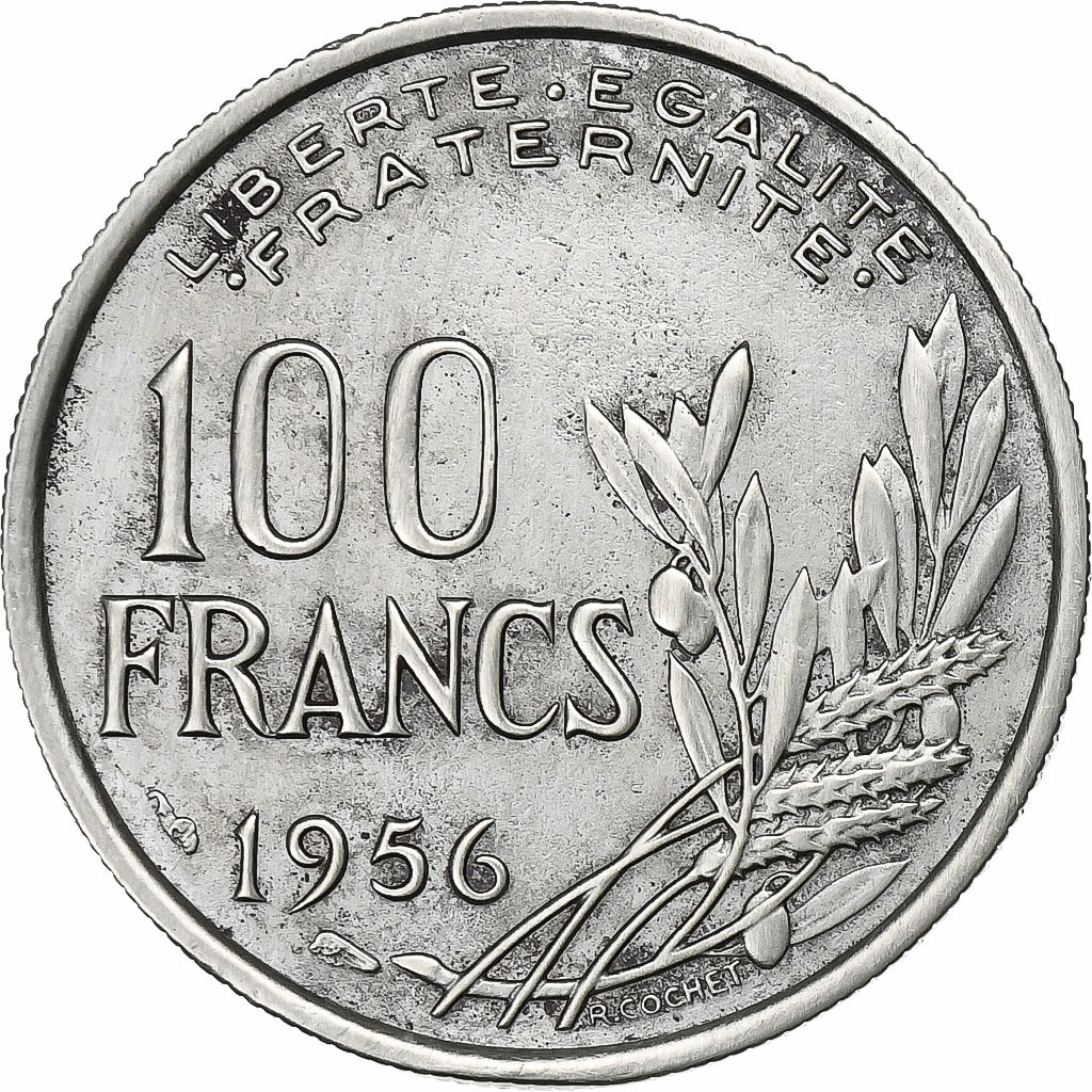 Francia, 100 Francs, Cochet, 1956, Rame-nichel, MB+, Le Franc:F. 450, KM:919.1