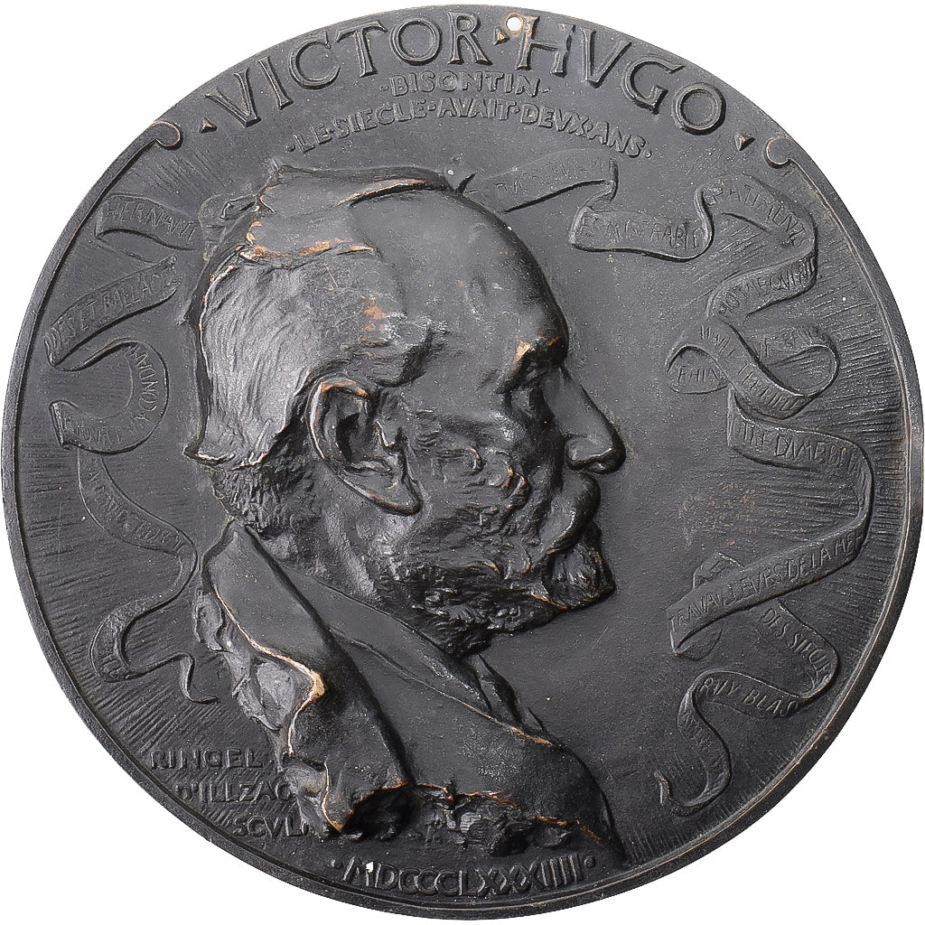Francia, medalla, Victor Hugo, 1884, Bronce, Ringel d'Illzach, Fonte Uniface, SC