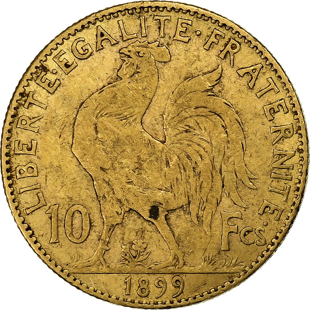 França, 10 Francs, Marianne, 1899, Paris, Dourado, VF(30-35), Gadoury:1017