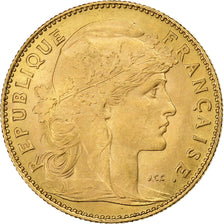 Moeda, França, Marianne, 10 Francs, 1908, Paris, AU(55-58), Dourado, KM:846