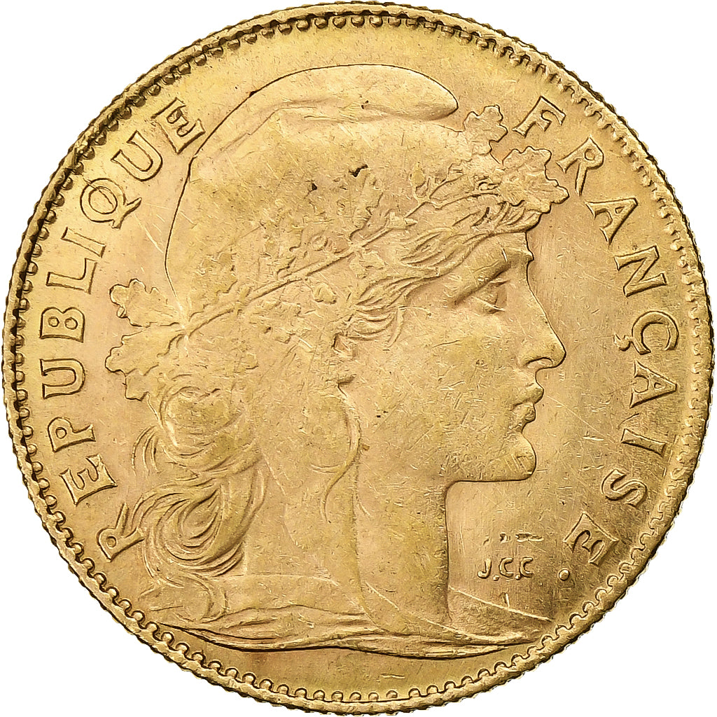 Moneda, Francia, Marianne, 10 Francs, 1912, Paris, MBC+, Oro, KM:846