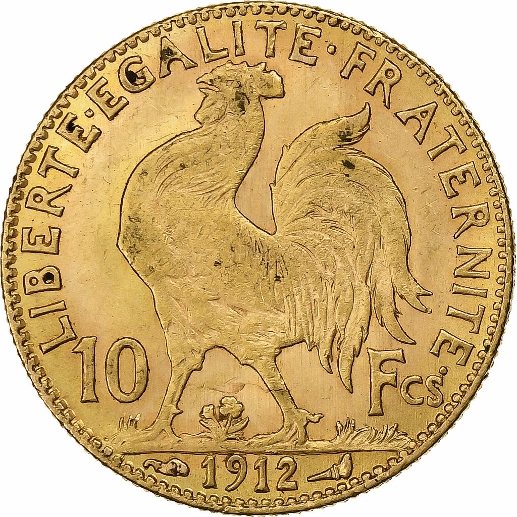 Coin, France, Marianne, 10 Francs, 1912, Paris, AU(50-53), Gold, KM:846
