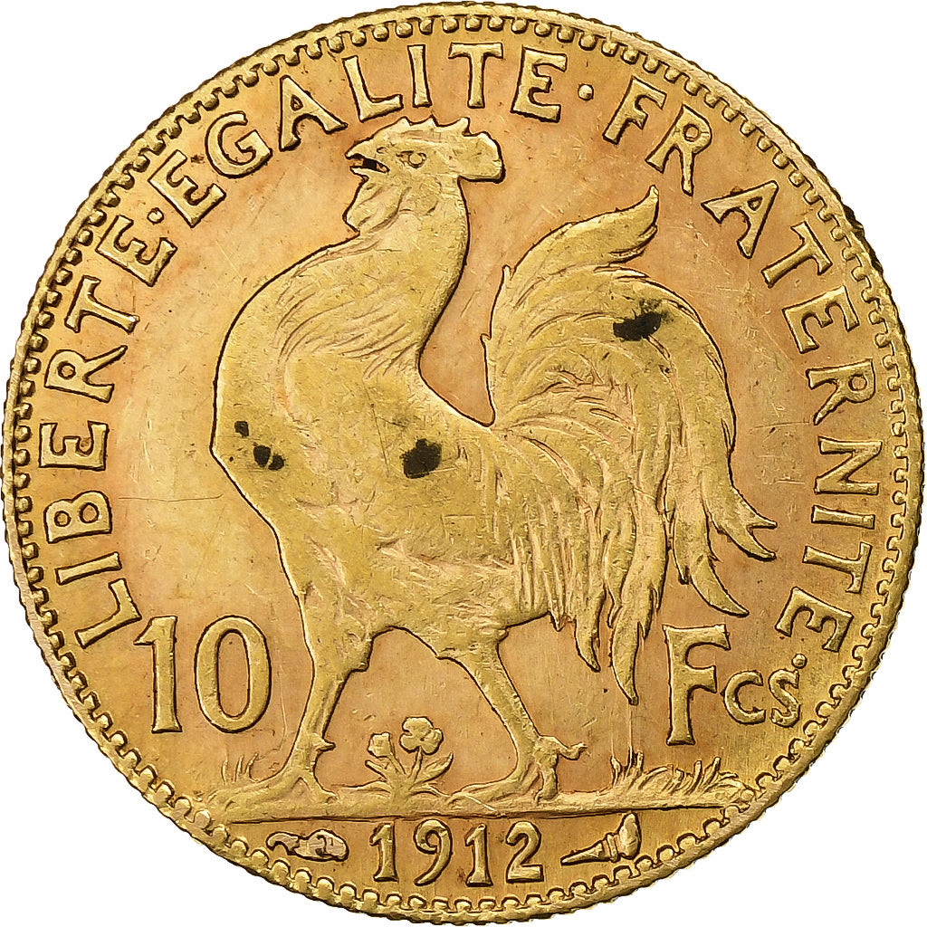Frankreich, 10 Francs, Marianne, 1912, Paris, Gold, SS, Gadoury:1017, KM:846