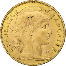 Moneda, Francia, Marianne, 10 Francs, 1909, Paris, MBC+, Oro, KM:846