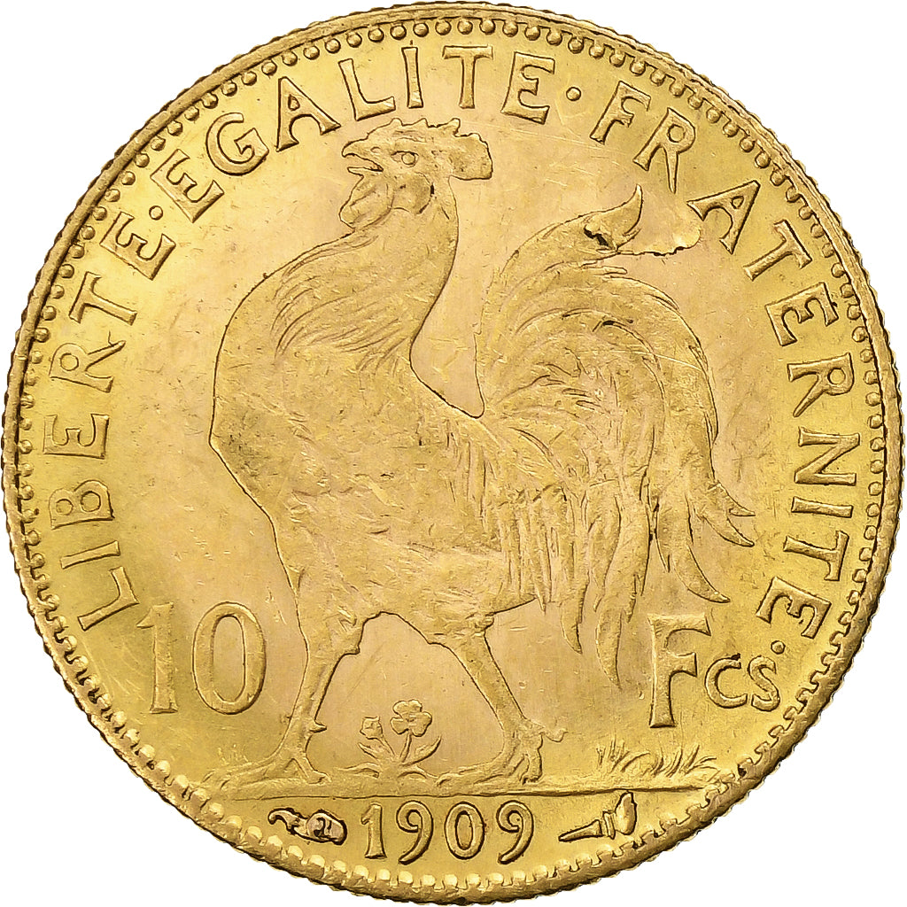 Coin, France, Marianne, 10 Francs, 1909, Paris, AU(50-53), Gold, KM:846