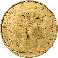 França, 10 Francs, Marianne, 1909, Paris, Dourado, EF(40-45), Gadoury:1017
