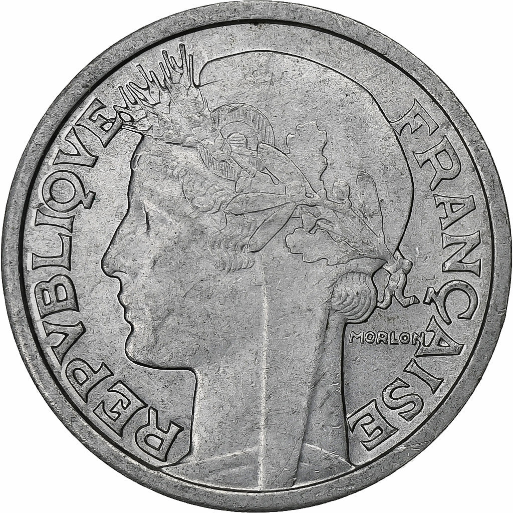 Francia, 2 Francs, Morlon, 1946, Beaumont - Le Roger, Aluminio, MBC+