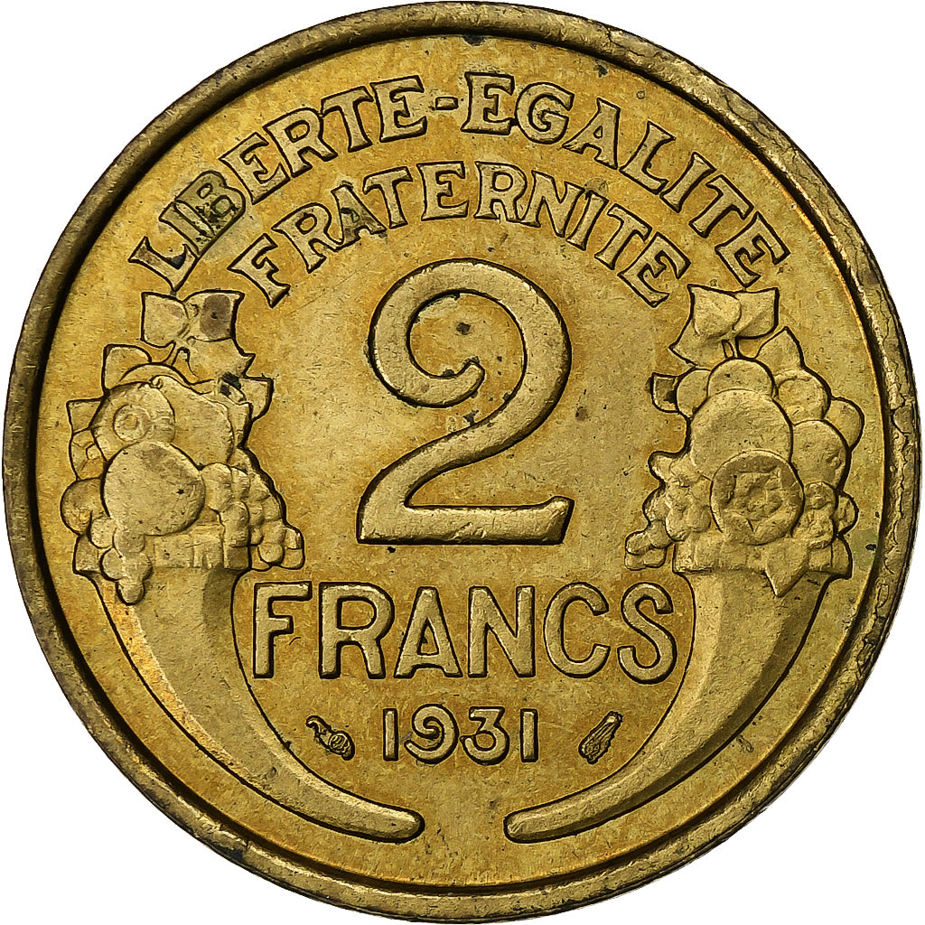 Francja, 2 Francs, Morlon, 1931, Paris, Aluminium-Brąz, AU(50-53), Le