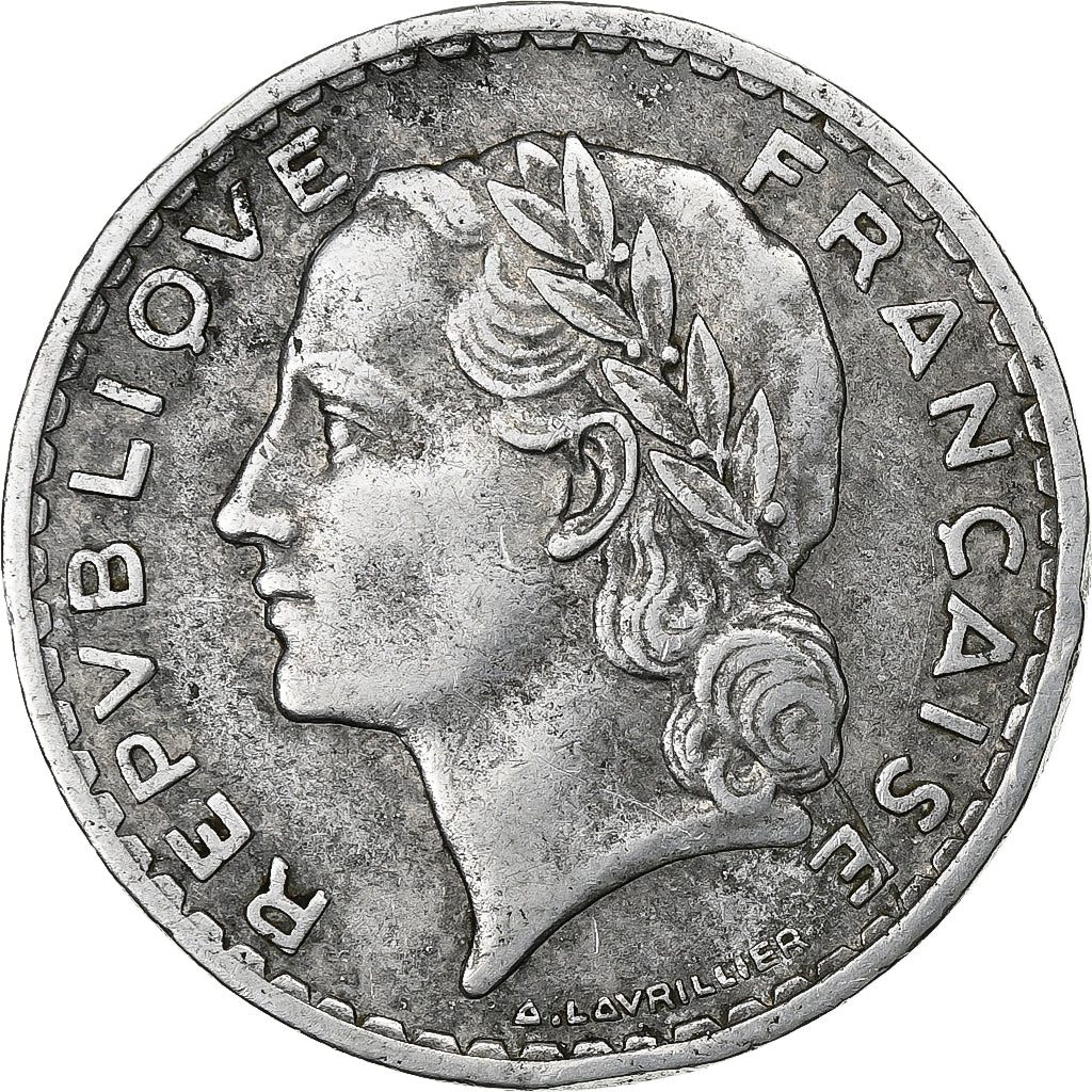 Francia, 5 Francs, Lavrillier, 1952, Paris, Alluminio, MB+, Gadoury:766a