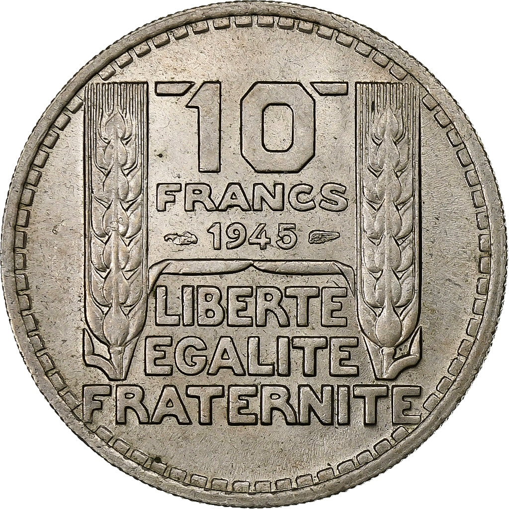 Francja, 10 Francs, Turin, 1945, Paris, Miedź-Nikiel, AU(55-58), Gadoury:810a