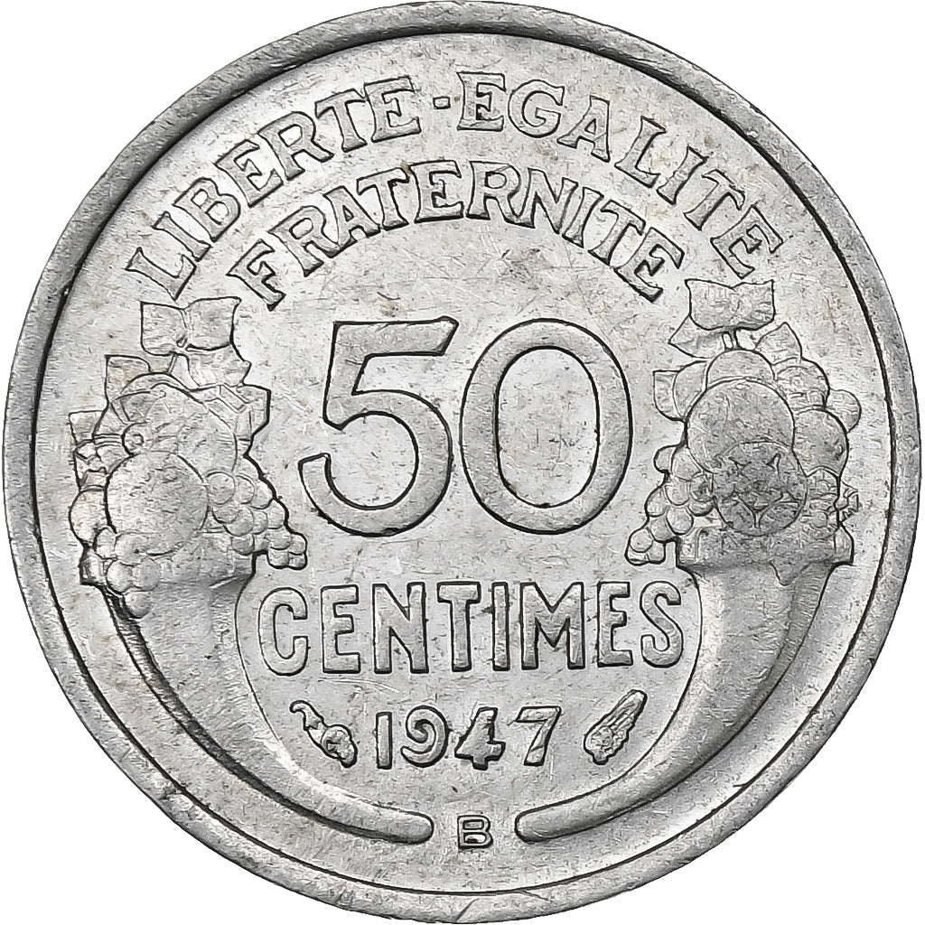 Francia, 50 Centimes, Morlon, 1947, Beaumont - Le Roger, Alluminio, BB+