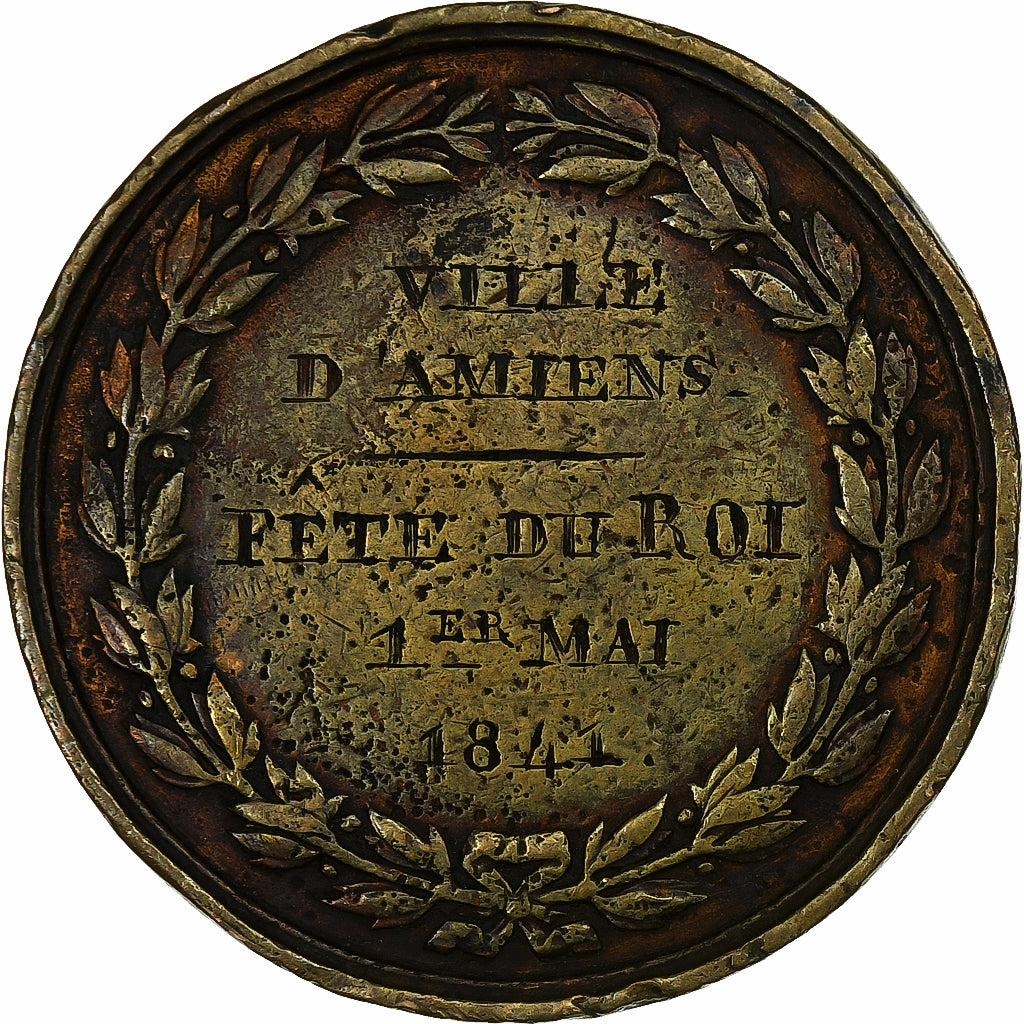 France, Médaille, Louis Philippe I, Ville d'Amiens, Fête du Roi, 1er Mai