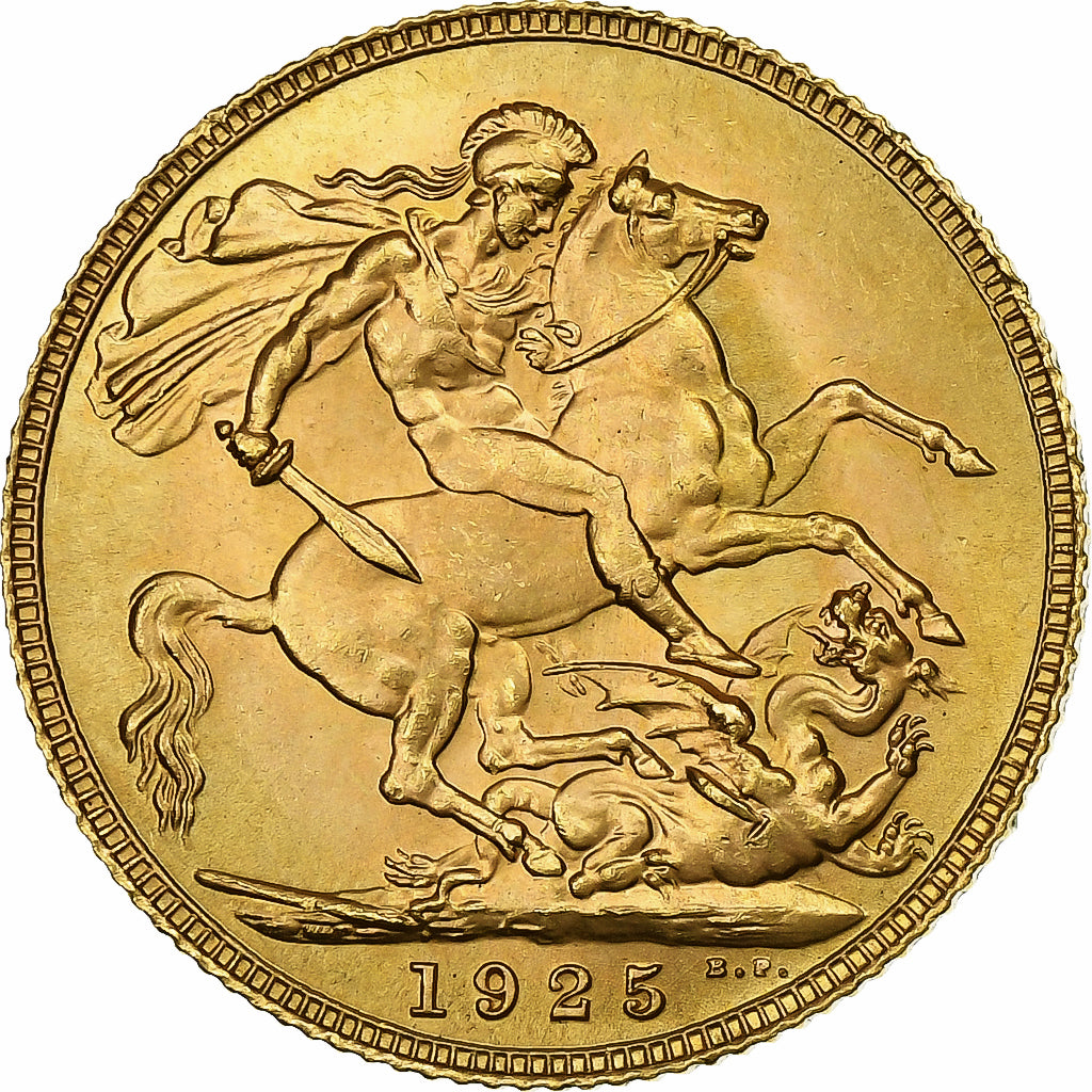 Great Britain, George V, Sovereign, 1925, Gold, MS(63), KM:820
