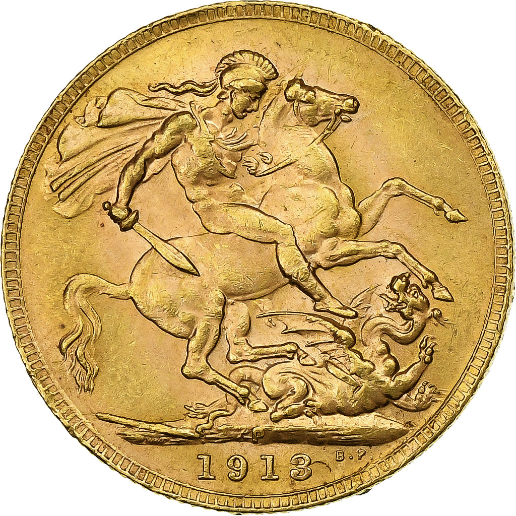 Australia, George V, Sovereign, 1913, Perth, Gold, AU(55-58), KM:29