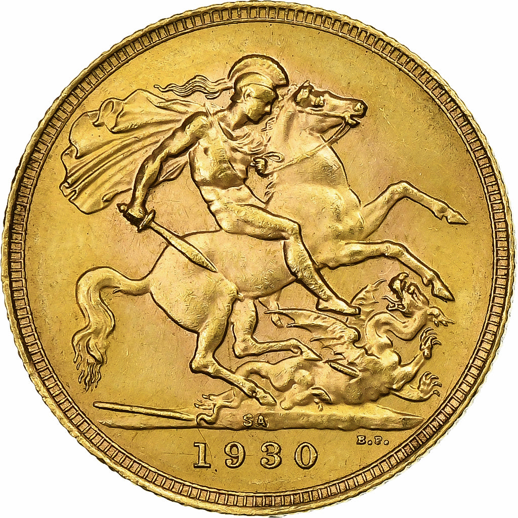 South Africa, George V, Sovereign, 1930, Gold, MS(60-62), KM:A22