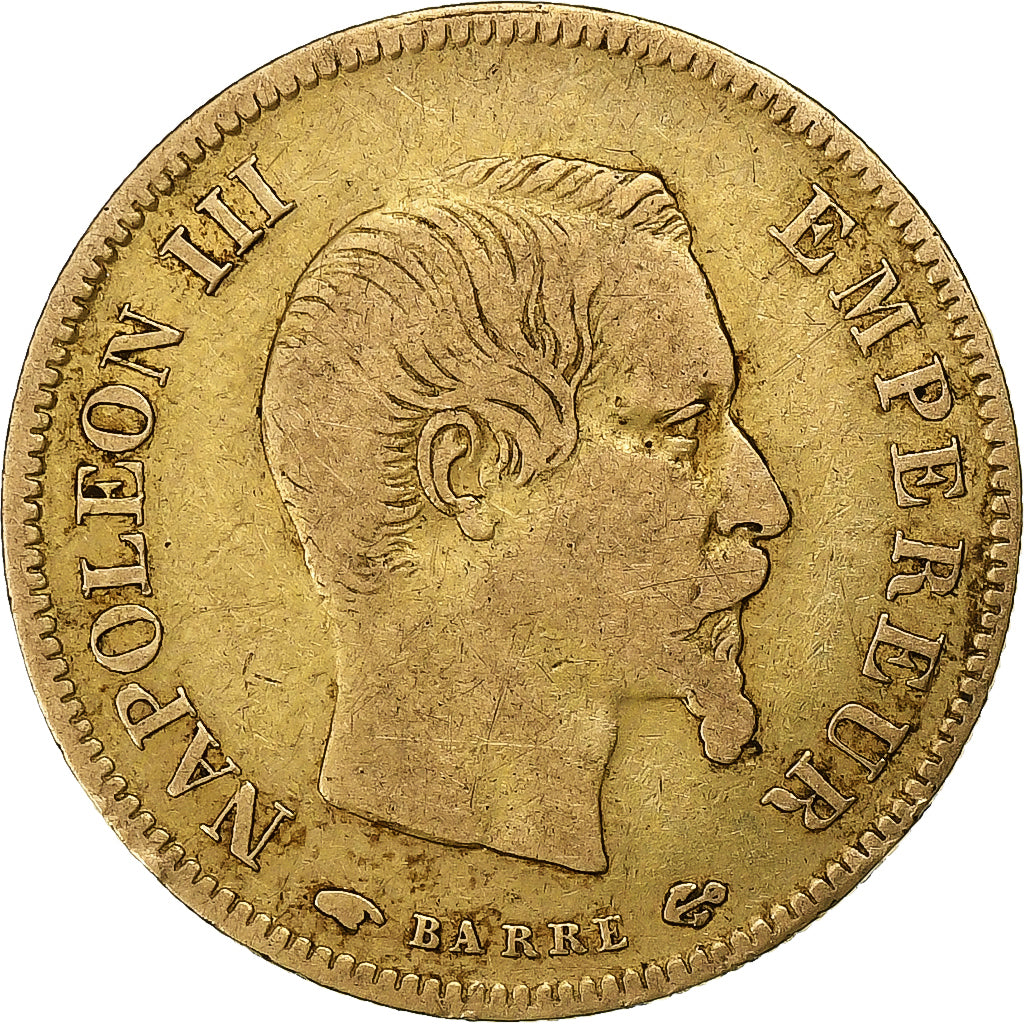 França, Napoleon III, 10 Francs, 1856, Paris, Dourado, VF(30-35), Gadoury:1014