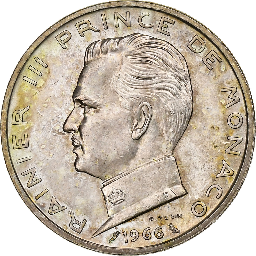 Monaco, Rainier III, 5 Francs, 1966, Paris, Silver, AU(55-58), Gadoury:MC152.