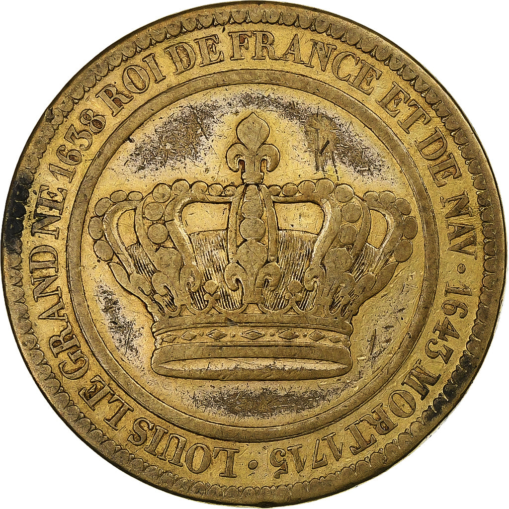 France, Medal, Louis XIV, Roi de France et de Navarre, Brass, VF(30-35)