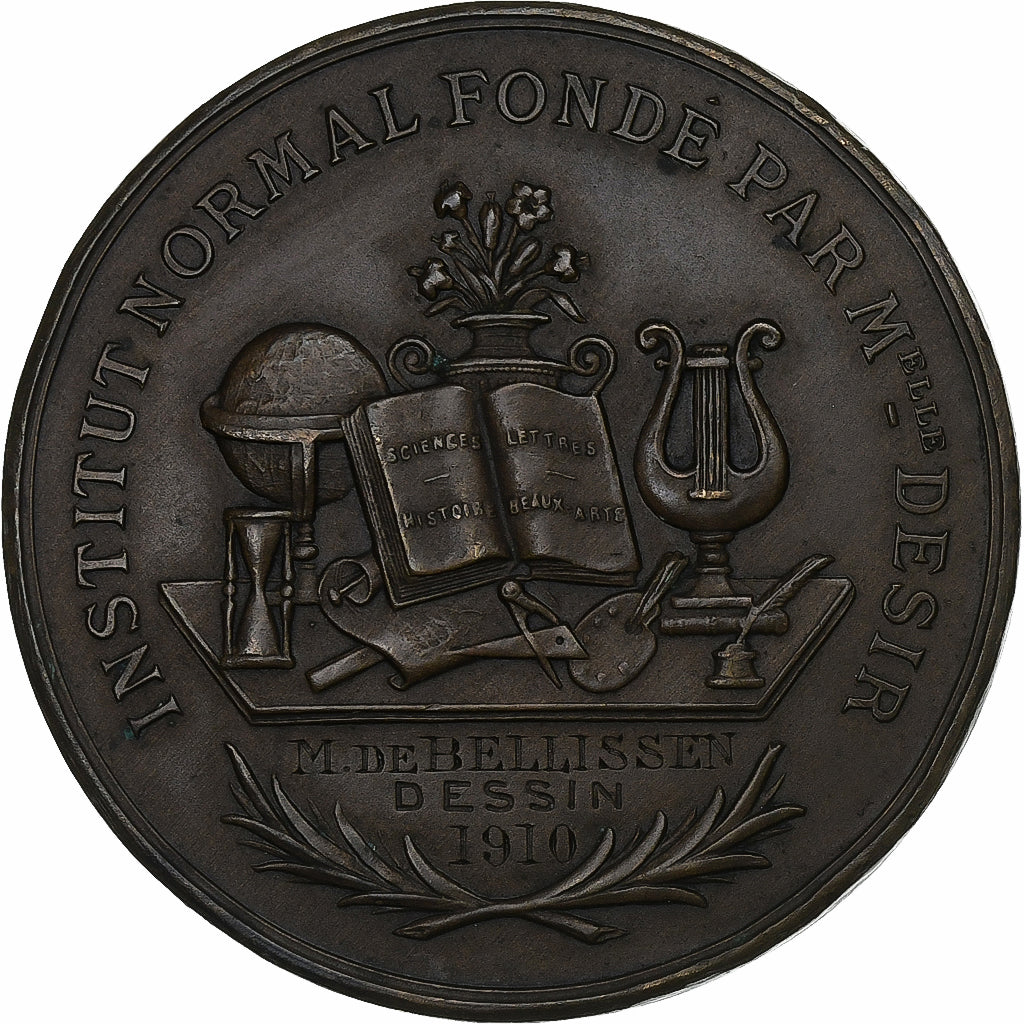 França, medalha, Institut Normal, 1910, Bronze, Marey, AU(55-58)