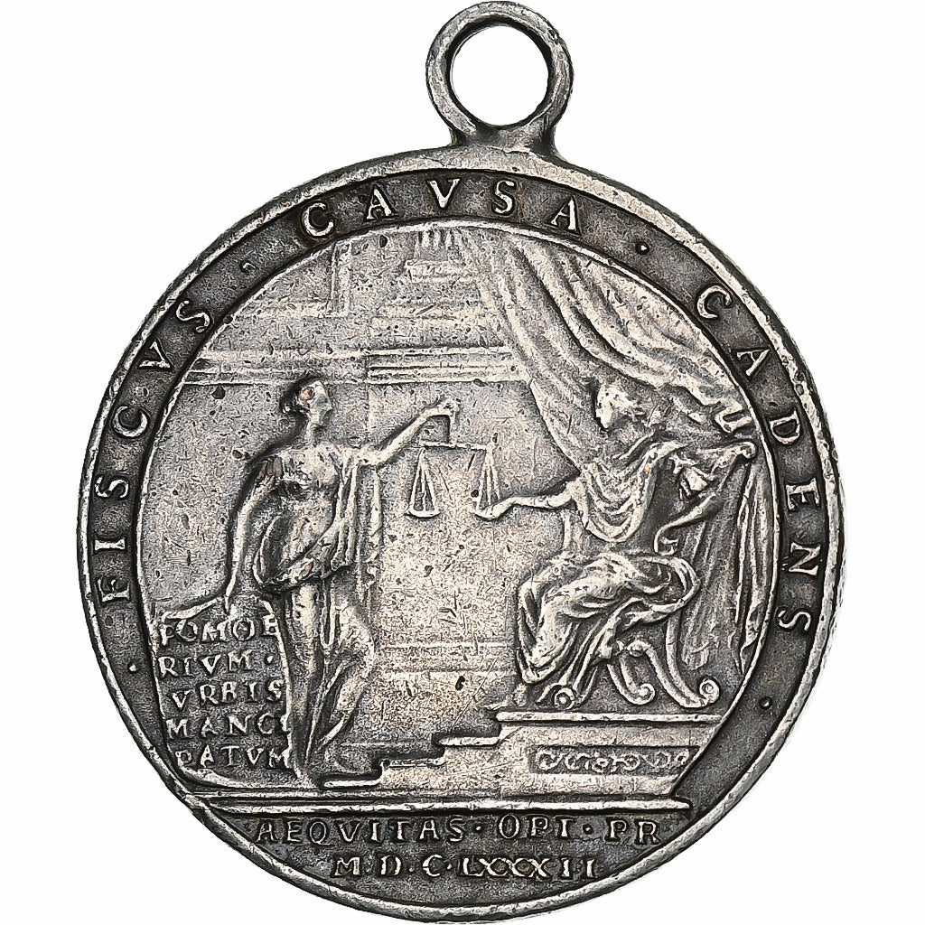 Francia, medalla, Louis XIV, Le Roi se Condamnant lui-même, 1682, Bronce