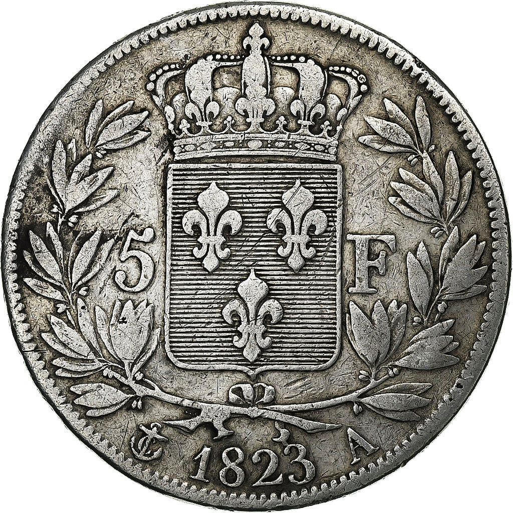 Coin, France, Louis XVIII, Louis XVIII, 5 Francs, 1823, Paris, VF(30-35)