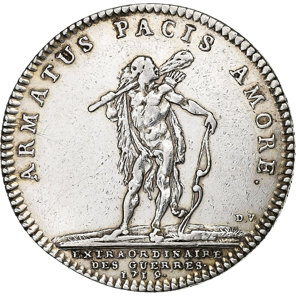 Francja, Token, Ludwik XV, Extraordinaire des Guerres, 1719, Srebro, AU(55-58)
