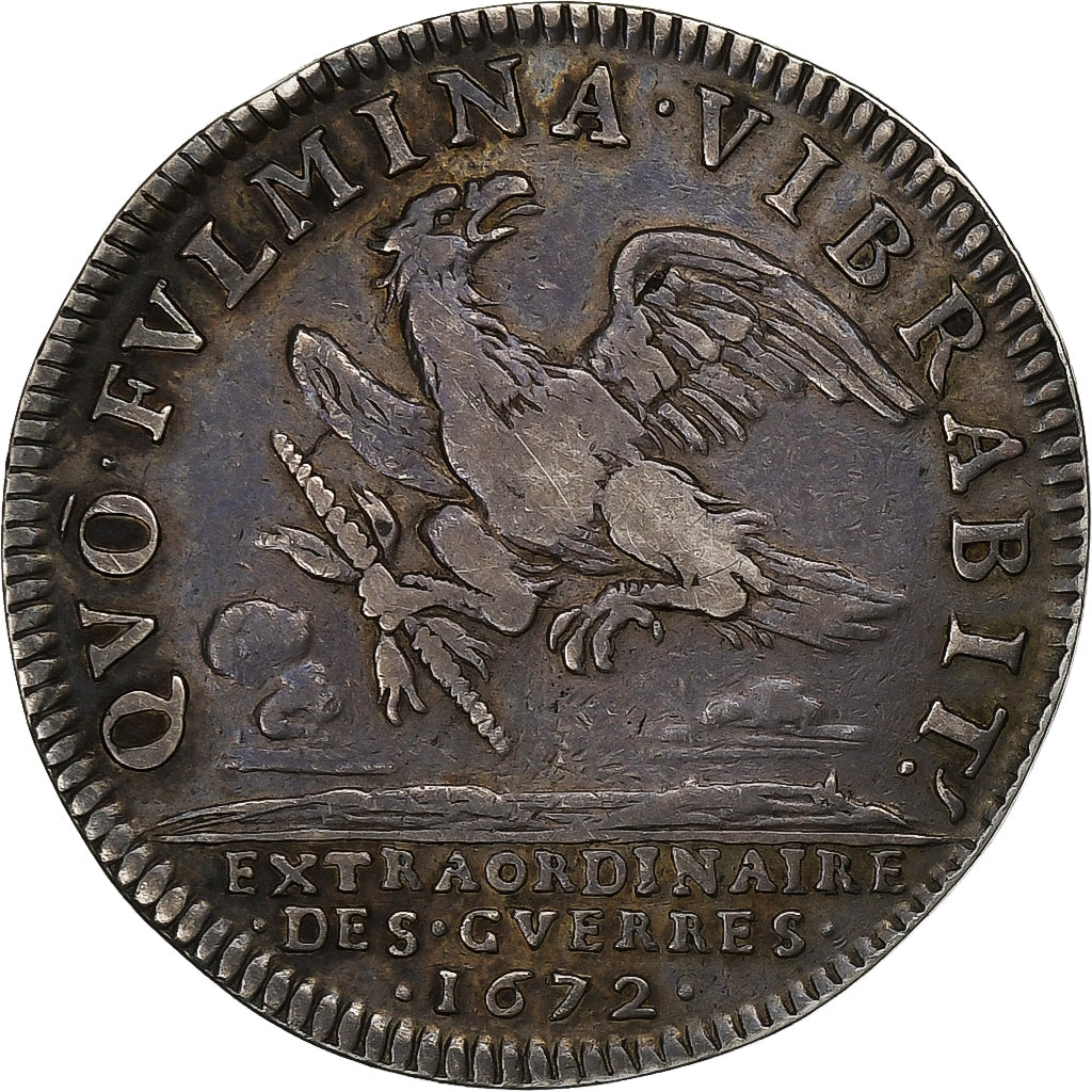 France, Token, Louis XIV, Extraordinaire des Guerres, 1672, Silver, AU(50-53)