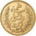 Tunisia, Ali Bey, 20 Francs, 1892, Paris, Gold, AU(50-53), Lecompte:444, KM:227