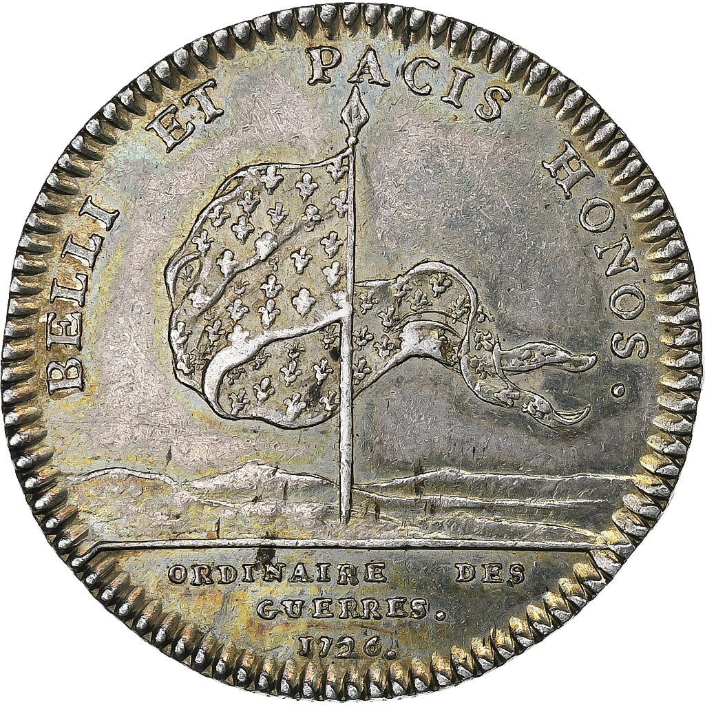 França, Token, Luís XV, Ordinaire des Guerres, 1726, Prata, AU(55-58)