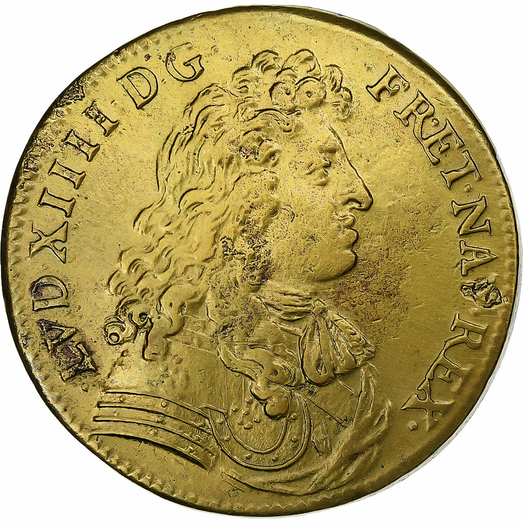 Francia, zeton, Louis XIV, Ordinaire des Guerres, 1676, Latón, MBC