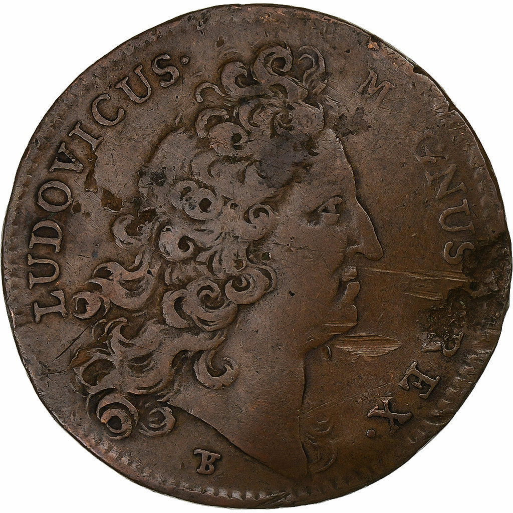 Francja, Token, Ludwik XIV, Extraordinaire des Guerres, Miedź, VF(20-25)