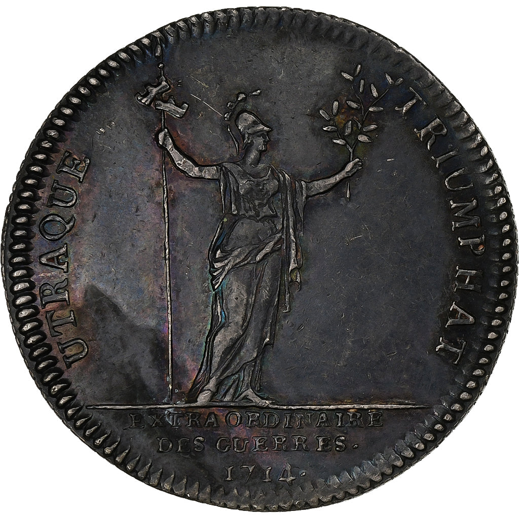 France, Jeton, Louis XIV, Extraordinaire des Guerres, 1714, Argent, SUP