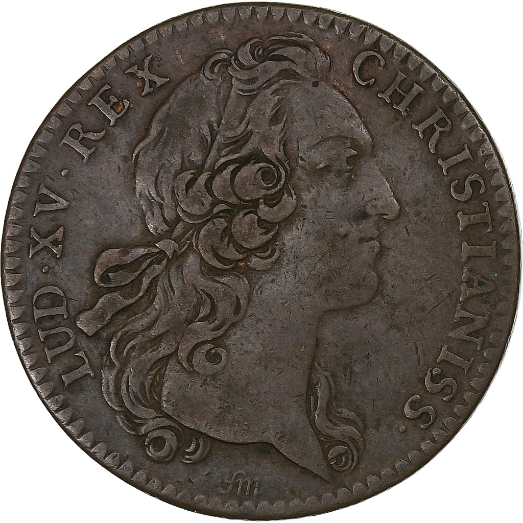 France, Token, Louis XV, Trésor Royal, 1742, Copper, VF(30-35), Feuardent:2057